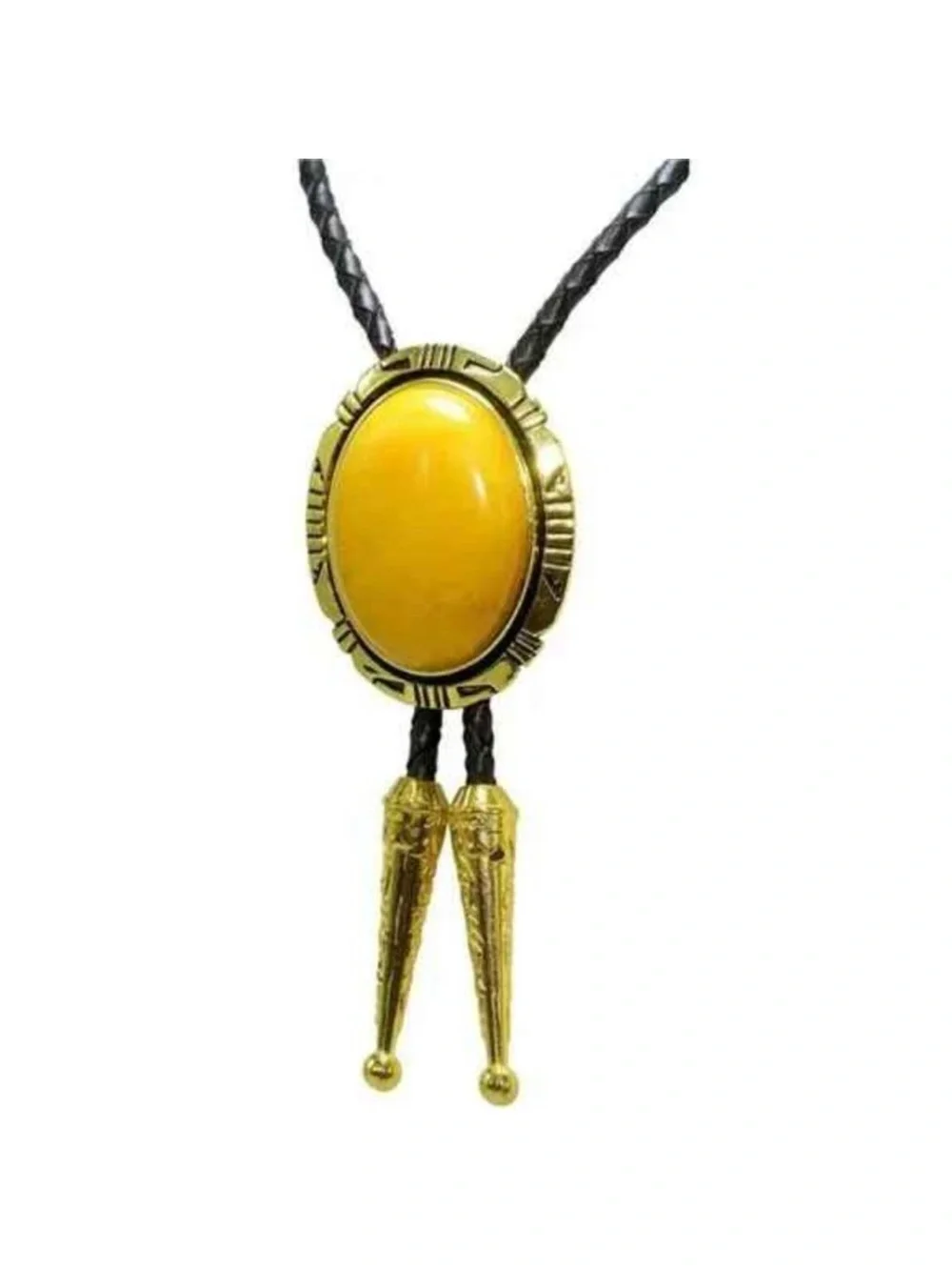 BOLO Tie Natural Colors Stone Western Celtic Yellow Stone Golden